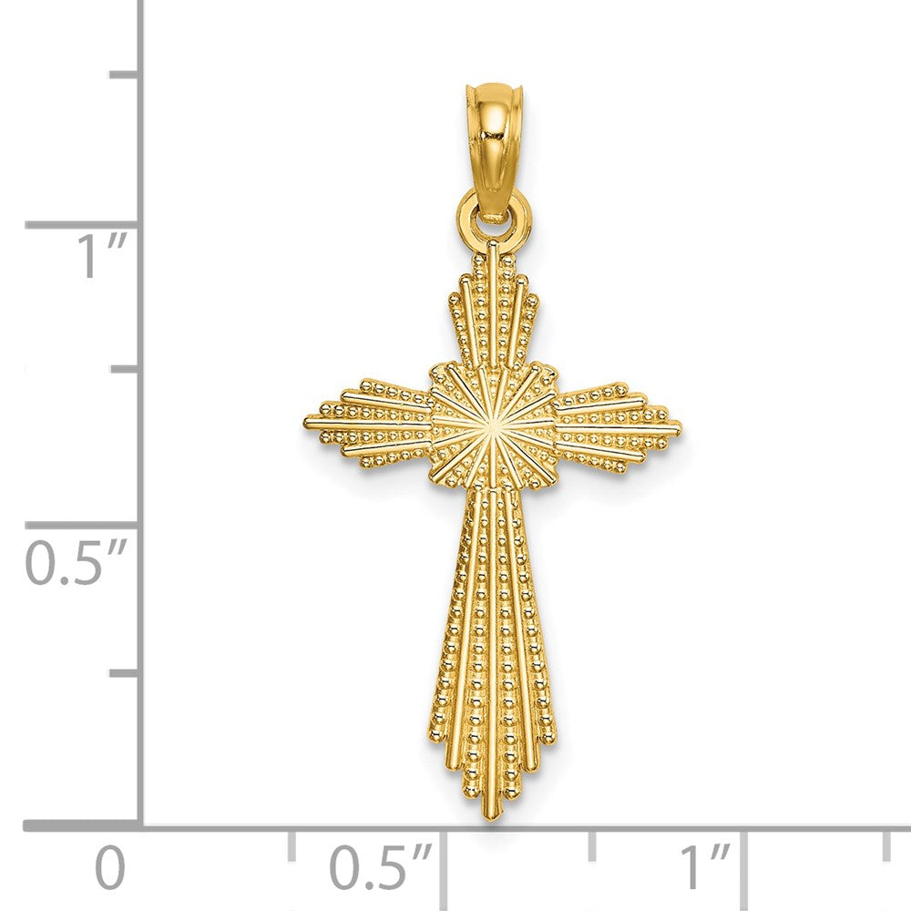 14K Gelbgold mit Pointed Ends Fantasie Kreuz Charm