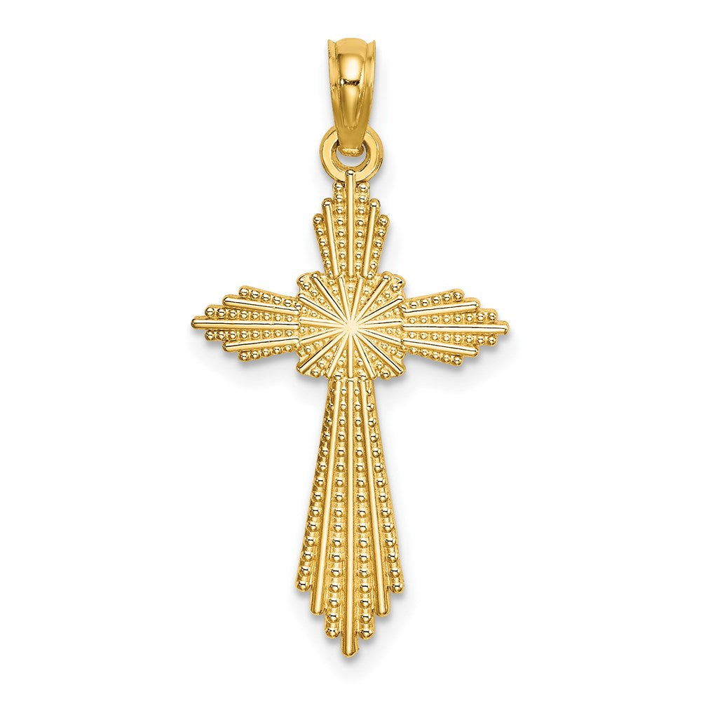 14K Gelbgold mit Pointed Ends Fantasie Kreuz Charm