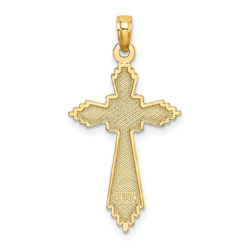 14K Gelbgold Fantasie Diamantiert Kreuz Charm