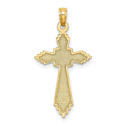 14K Gelbgold Fantasie Diamantiert Kreuz Charm