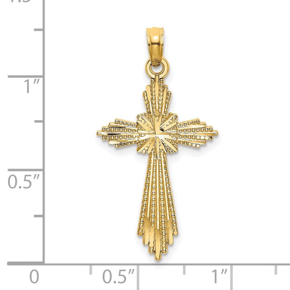 14K Gelbgold Fantasie Diamantiert Kreuz Charm
