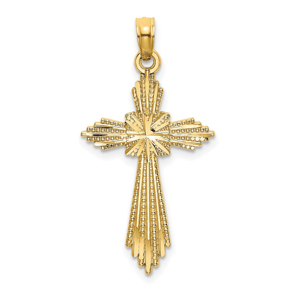 14K Gelbgold Fantasie Diamantiert Kreuz Charm