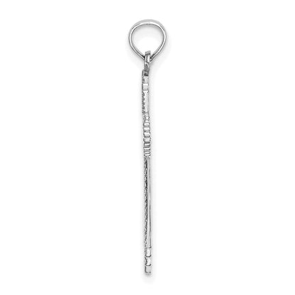 14K Weißgold Fantasie Diamantiert Kreuz Charm