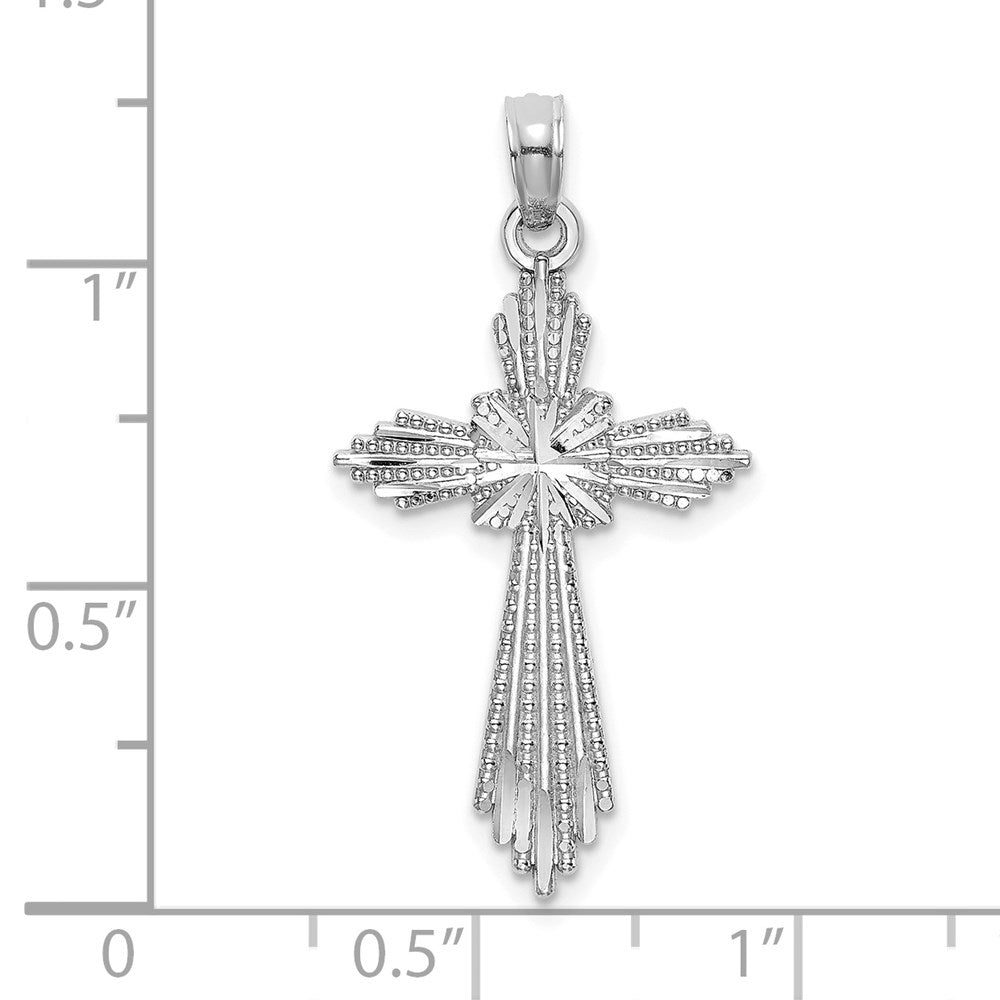 14K Weißgold Fantasie Diamantiert Kreuz Charm