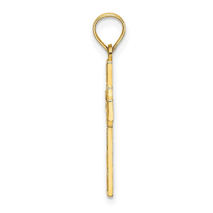 14K Gelbgold Diamantiert Geätzt Kreuz Charm