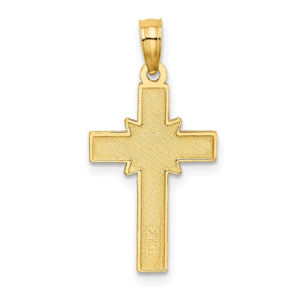 14K Gelbgold Diamantiert Geätzt Kreuz Charm