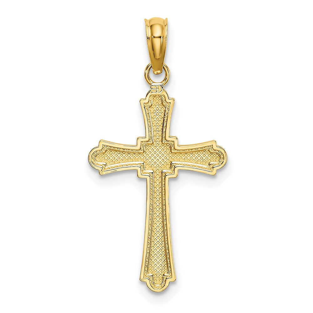 14K Gelbgold Diamantiert Striped Kreuz Charm
