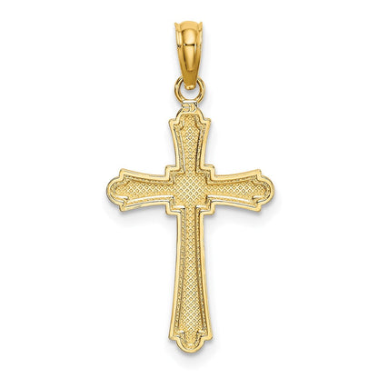 14K Gelbgold Diamantiert Striped Kreuz Charm