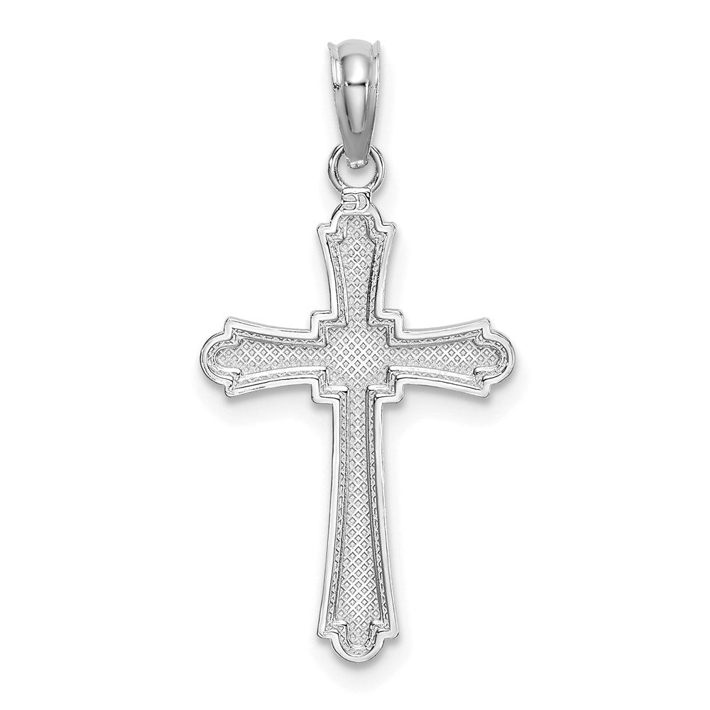 14K Weißgold Diamantiert Striped Kreuz Charm