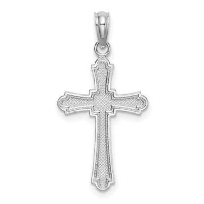 14K Weißgold Diamantiert Striped Kreuz Charm