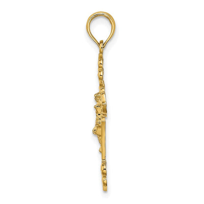 14K Gelbgold Kruzifix mit Fantasie Tips Charm
