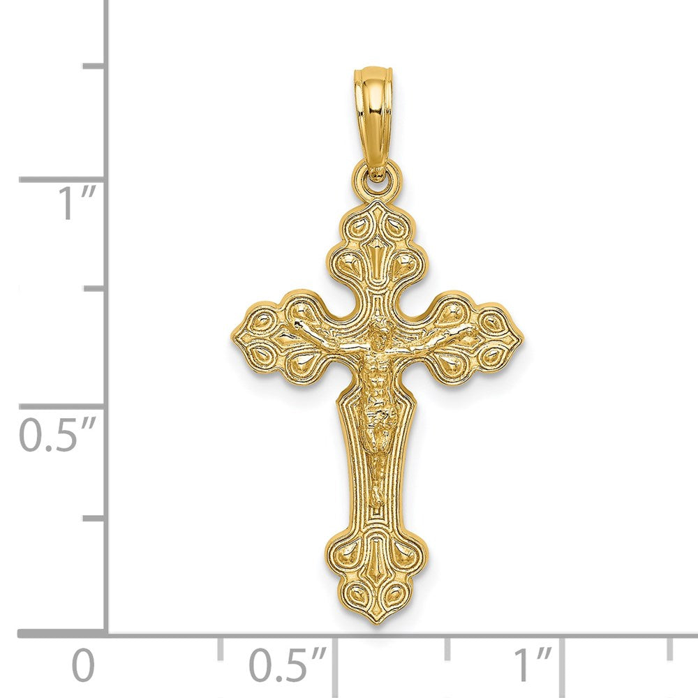 14K Gelbgold Kruzifix mit Fantasie Tips Charm