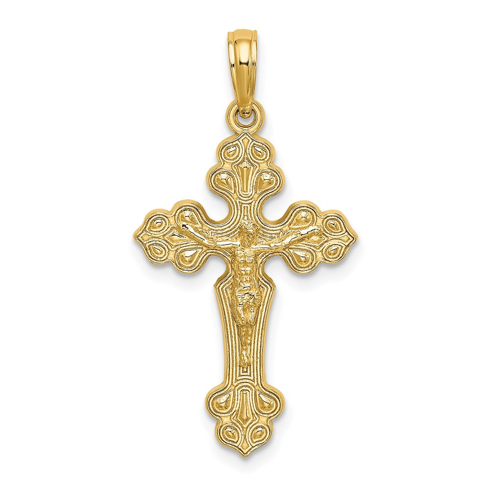 14K Gelbgold Kruzifix mit Fantasie Tips Charm