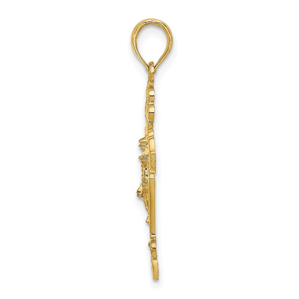 14K Gelbgold Diamantiert Kruzifix W /fancy Tips Charm