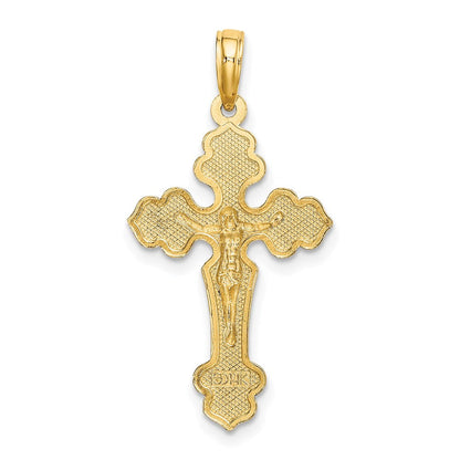14K Gelbgold Diamantiert Kruzifix W /fancy Tips Charm