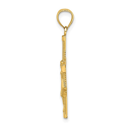 14K Gelbgold Gekugelt Akzente Kruzifix Charm