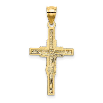 14K Gelbgold Gekugelt Akzente Kruzifix Charm