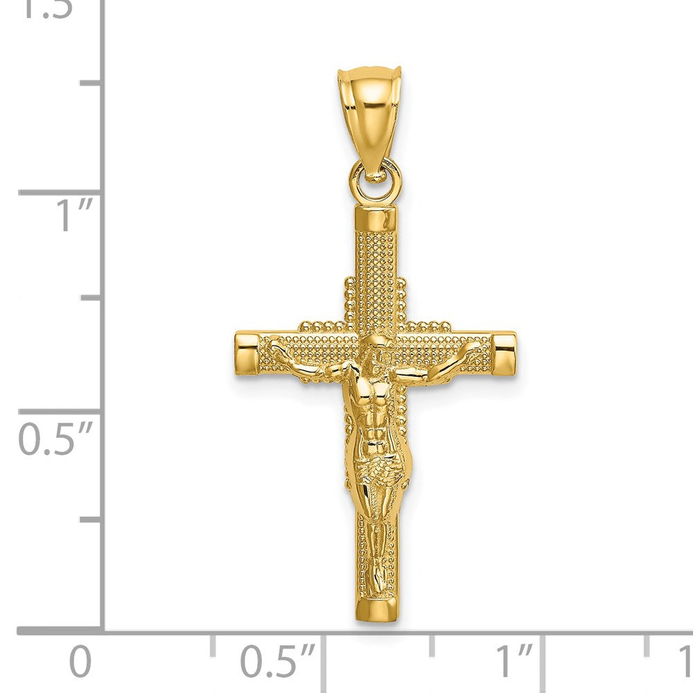 14K Gelbgold Gekugelt Akzente Kruzifix Charm