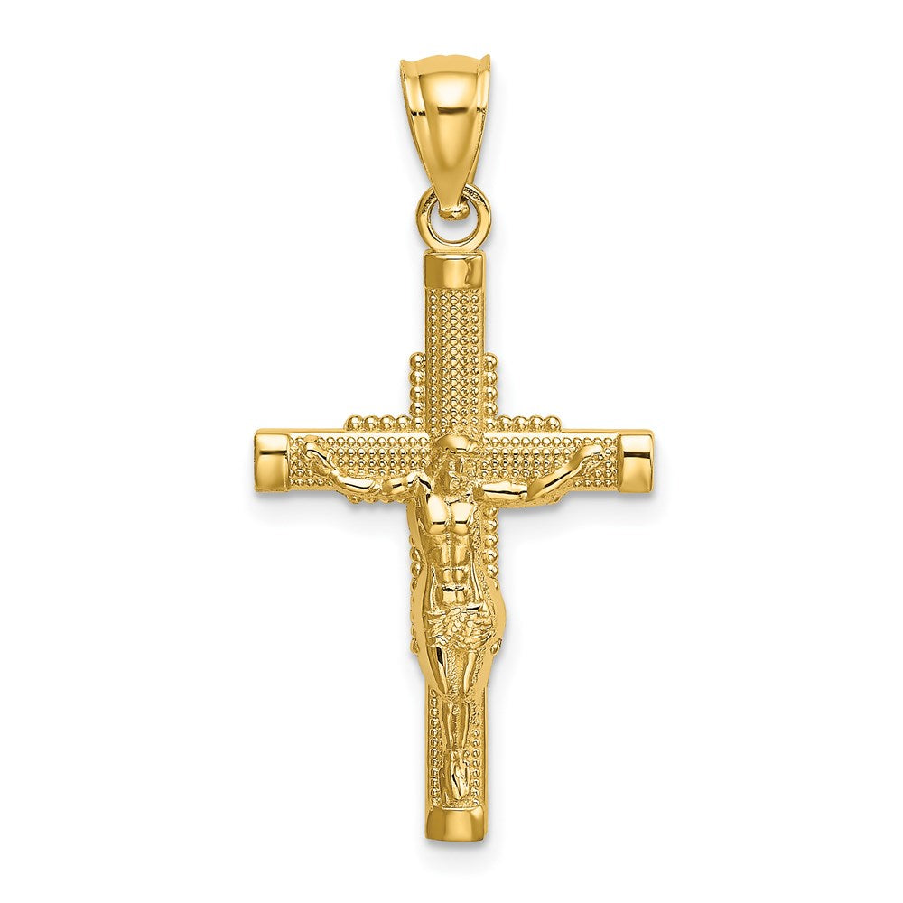 14K Gelbgold Gekugelt Akzente Kruzifix Charm