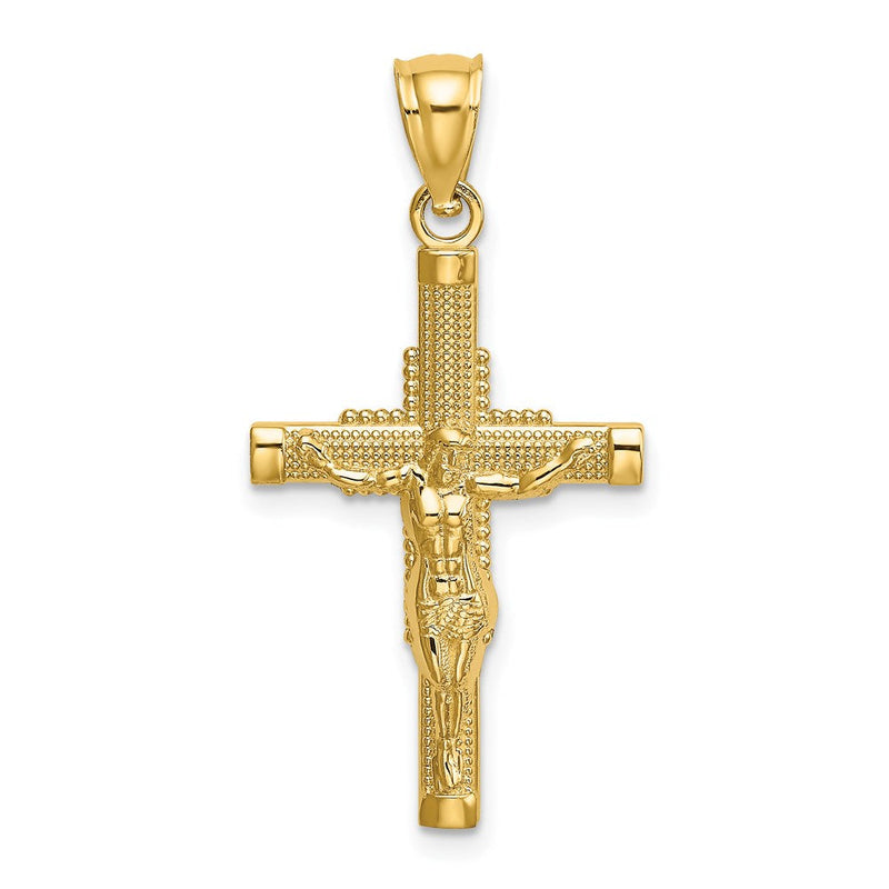 14K Gelbgold Gekugelt Akzente Kruzifix Charm