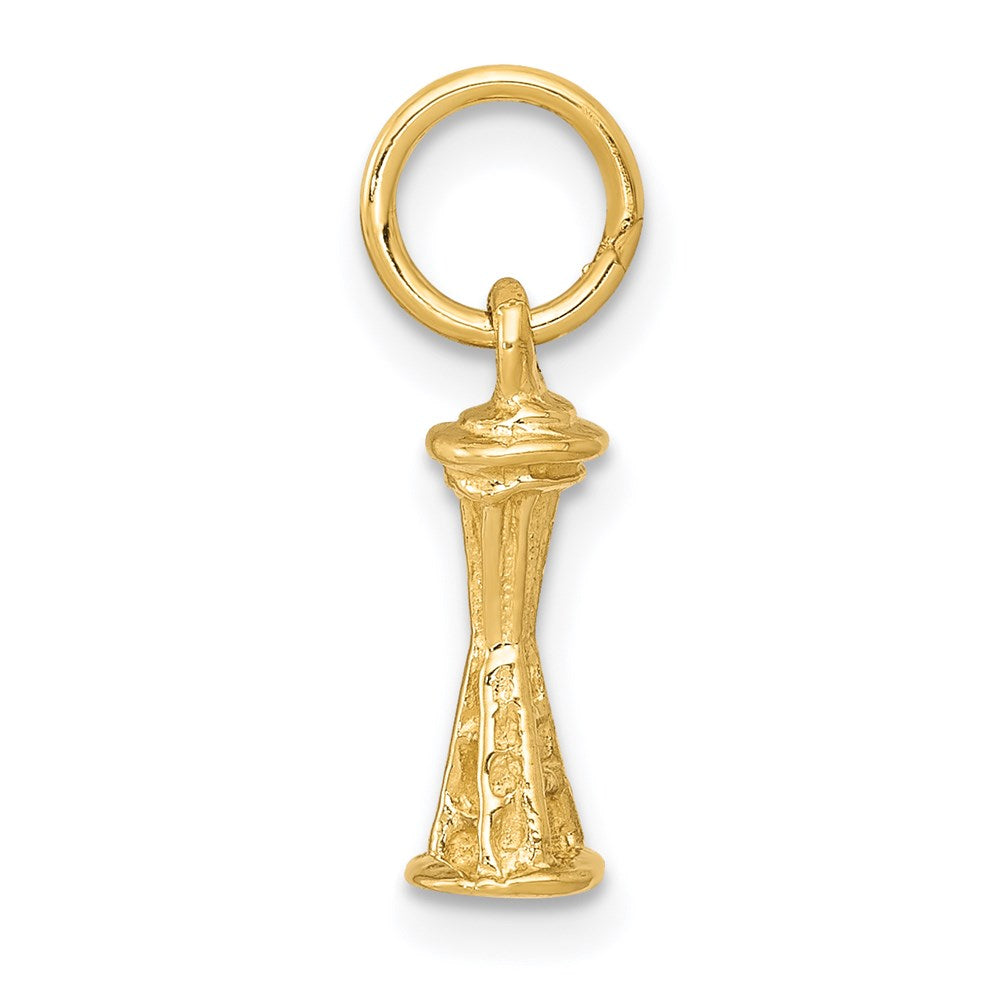 14K Gelbgold Massiv Poliert Space Needle Charm