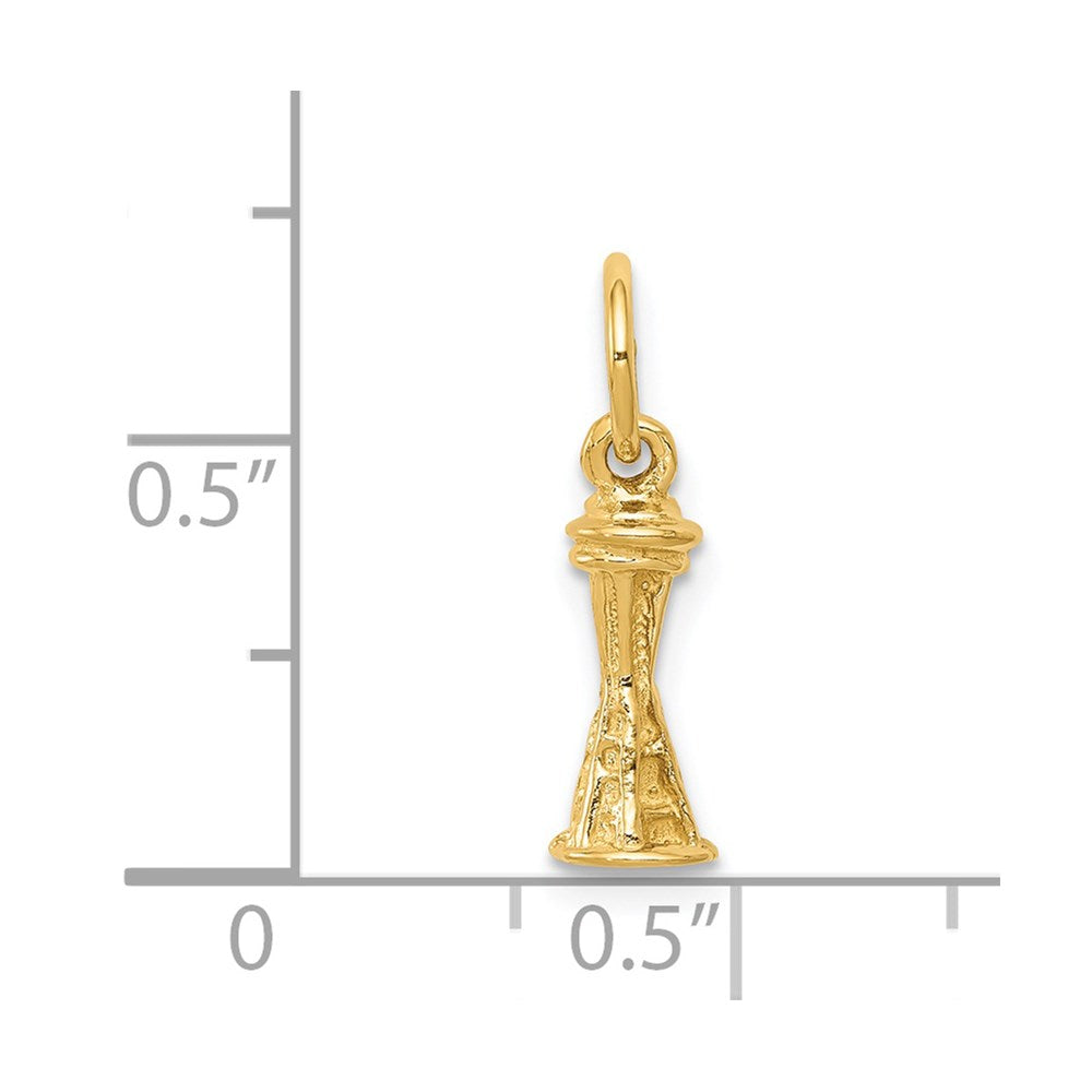 14K Gelbgold Massiv Poliert Space Needle Charm