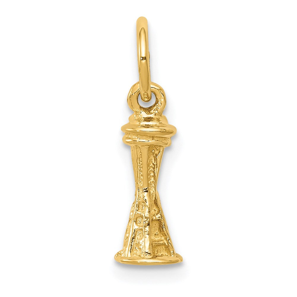 14K Gelbgold Massiv Poliert Space Needle Charm