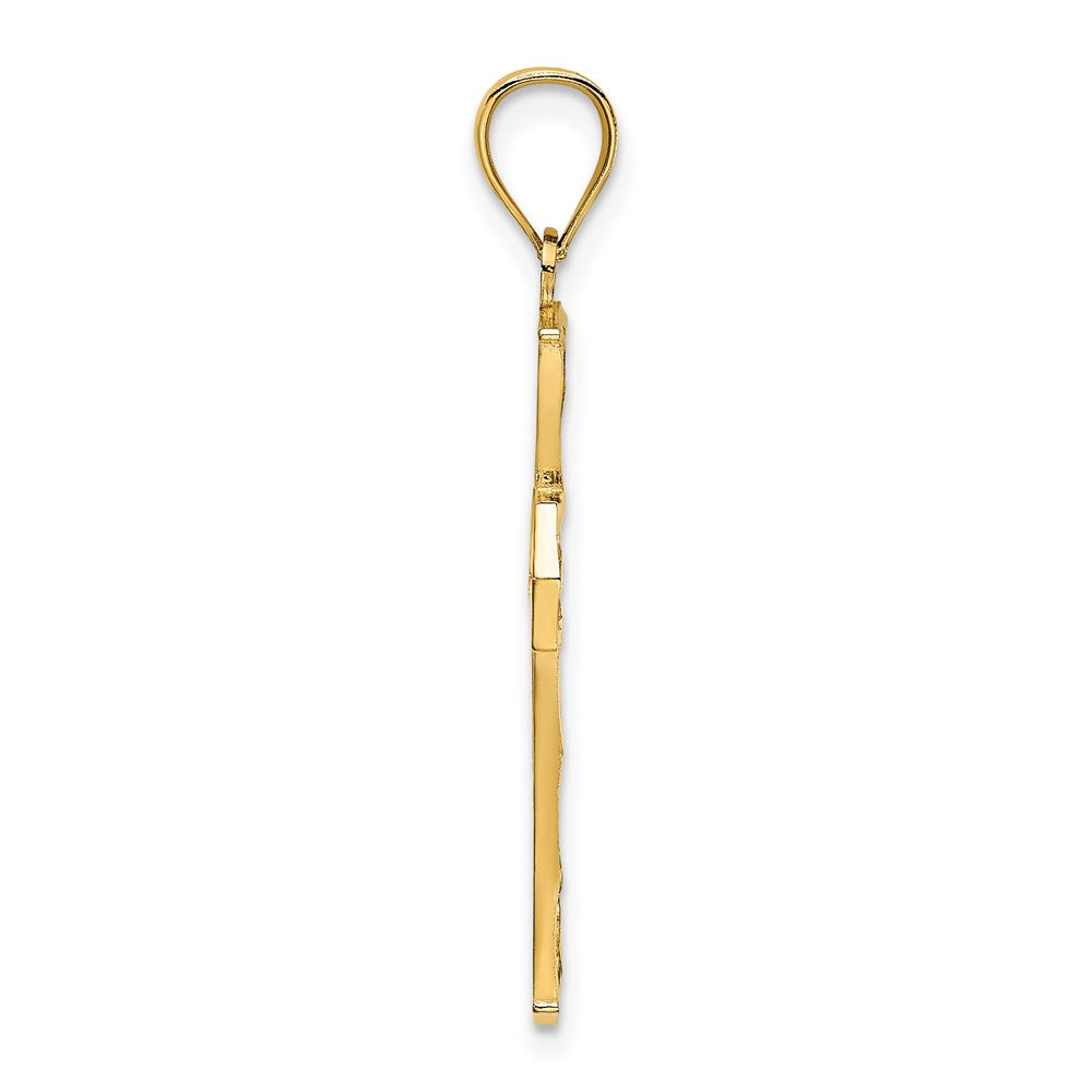 14K Gelbgold Kreuz-Charm mit Perlrand