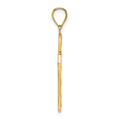 14K Gelbgold Kreuz-Charm mit Perlrand
