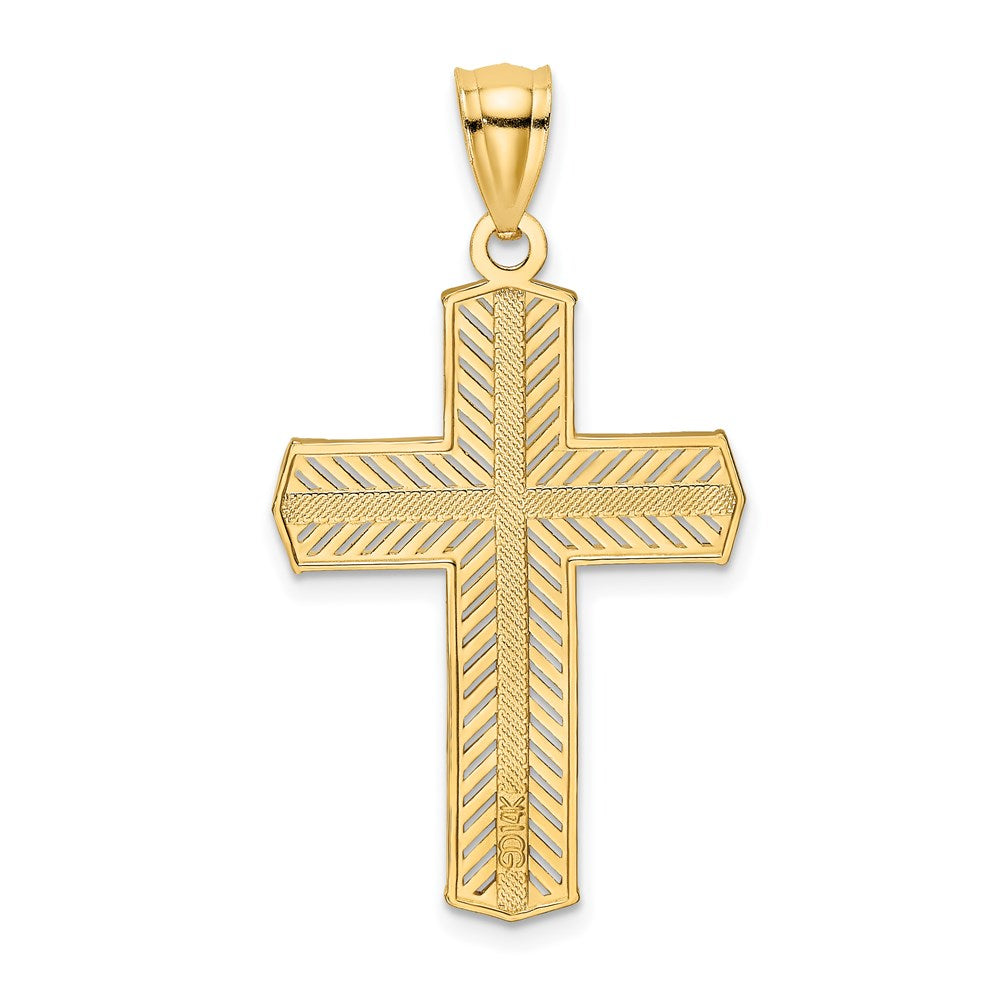 14K Gelbgold Kreuz-Charm mit Perlrand
