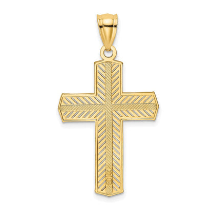 14K Gelbgold Kreuz-Charm mit Perlrand