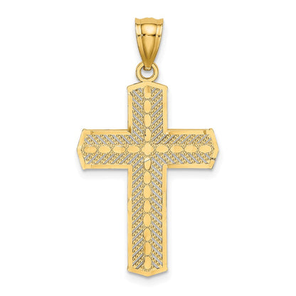 14K Gelbgold Kreuz-Charm mit Perlrand