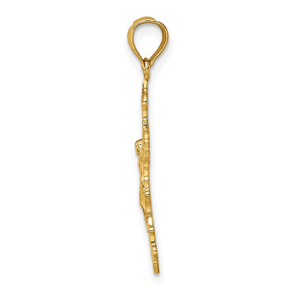 14K Gelbgold Kruzifix mit Fantasie Edges Charm