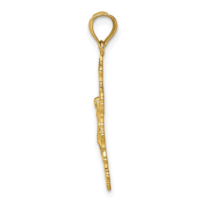 14K Gelbgold Kruzifix mit Fantasie Edges Charm