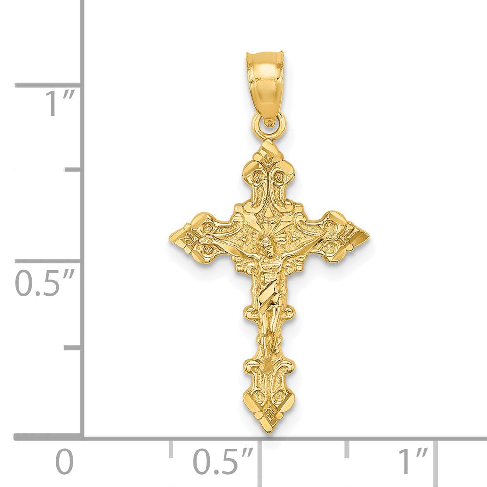 14K Gelbgold Kruzifix mit Fantasie Edges Charm