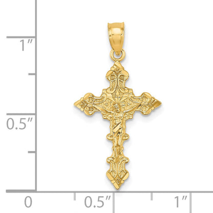 14K Gelbgold Kruzifix mit Fantasie Edges Charm