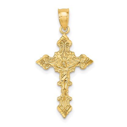 14K Gelbgold Kruzifix mit Fantasie Edges Charm