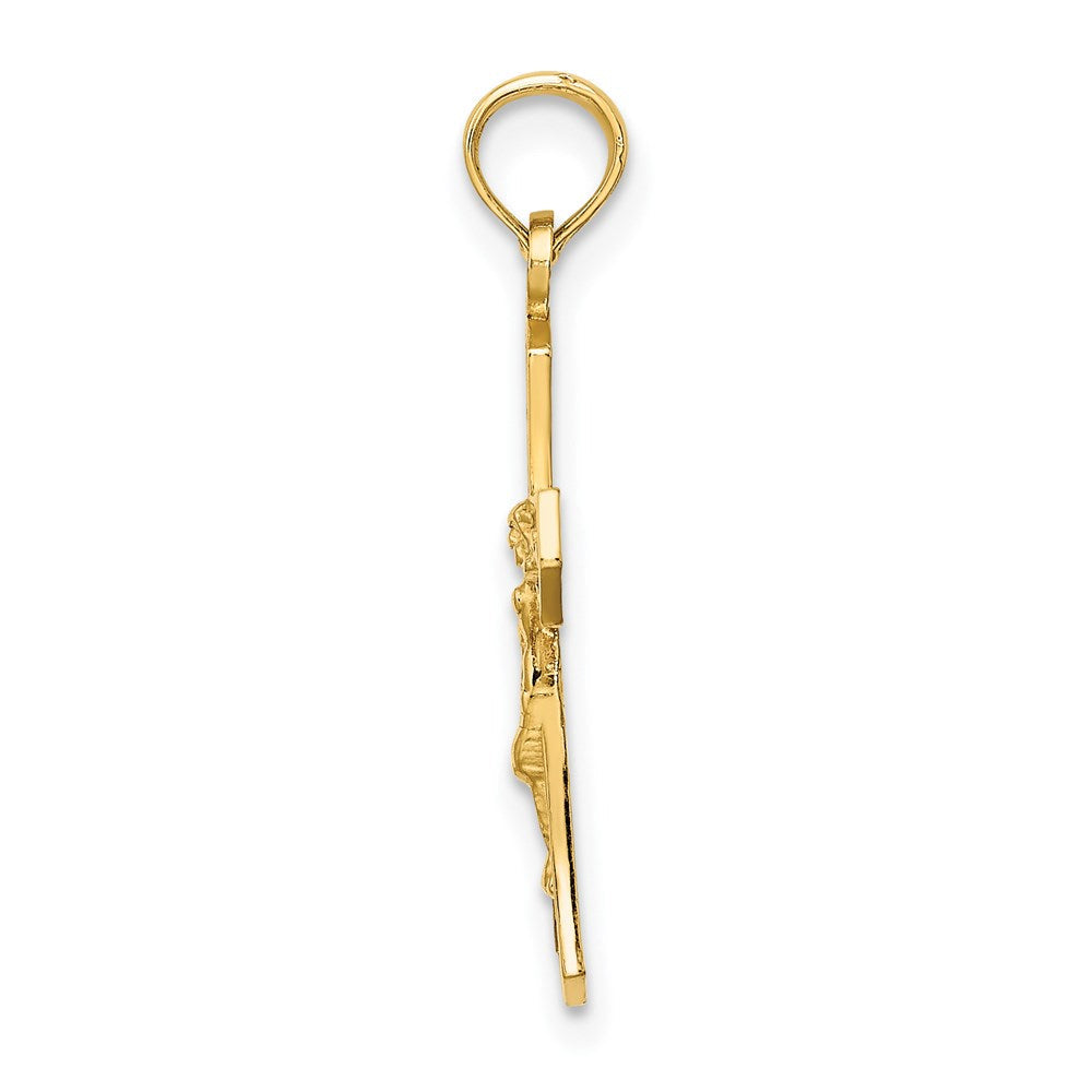 14K Gelbgold Kruzifix mit Abgeschrägt Edges Charm