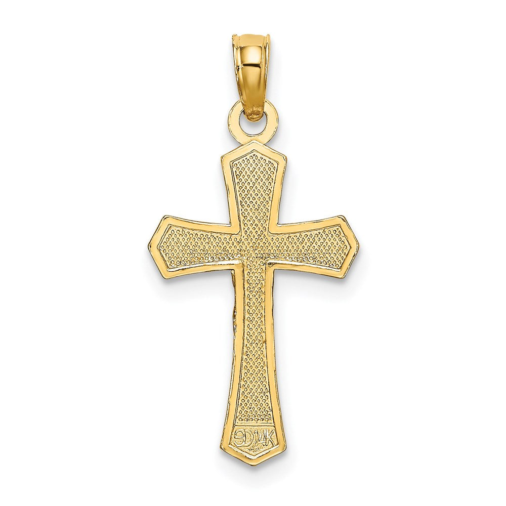 14K Gelbgold Kruzifix mit Abgeschrägt Edges Charm
