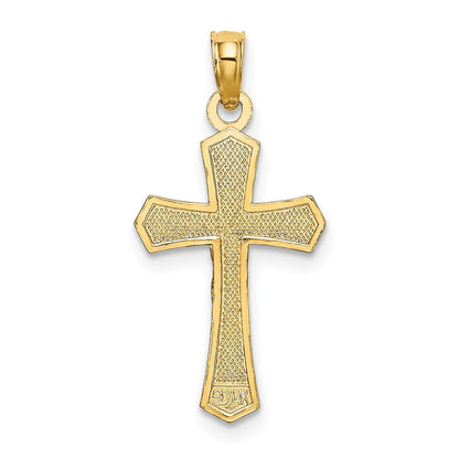 14K Gelbgold Kruzifix mit Abgeschrägt Edges Charm