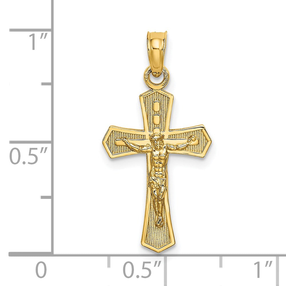 14K Gelbgold Kruzifix mit Abgeschrägt Edges Charm