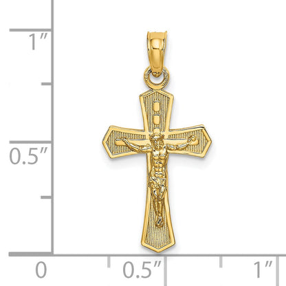 14K Gelbgold Kruzifix mit Abgeschrägt Edges Charm