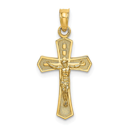 14K Gelbgold Kruzifix mit Abgeschrägt Edges Charm