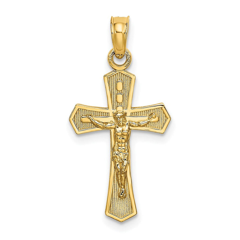 14K Gelbgold Kruzifix mit Abgeschrägt Edges Charm