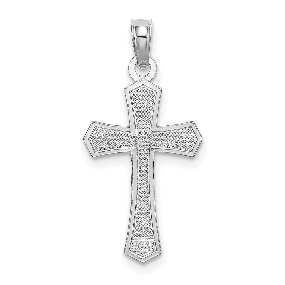 14K Weißgold Kruzifix mit Abgeschrägt Edges Charm