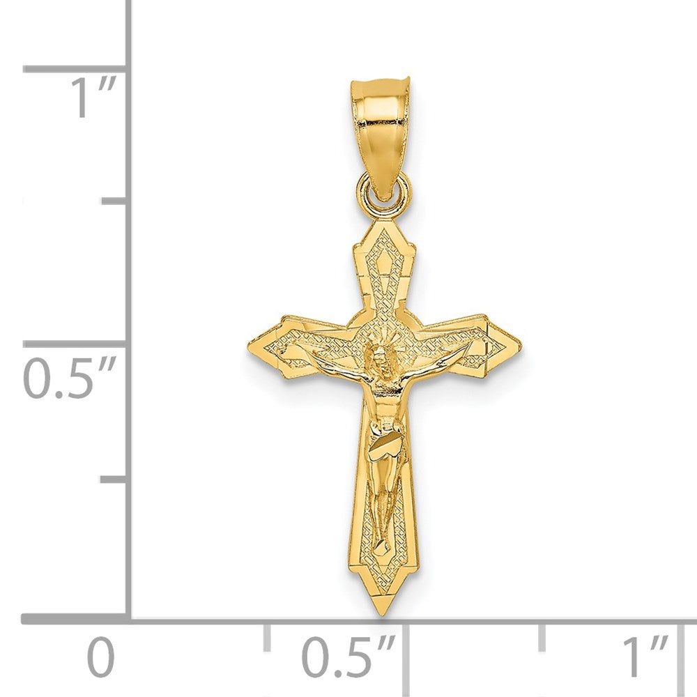 14K Gelbgold mit Pfeil Pointed Ends Kruzifix Charm