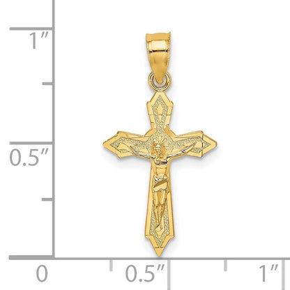 14K Gelbgold mit Pfeil Pointed Ends Kruzifix Charm