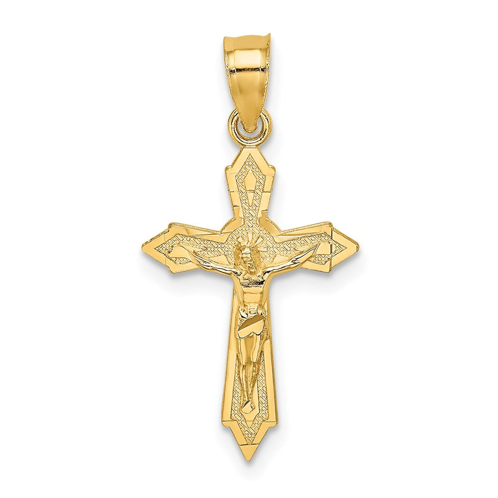 14K Gelbgold mit Pfeil Pointed Ends Kruzifix Charm