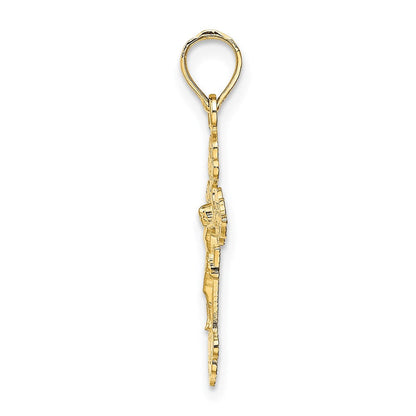 14K Gelbgold Kruzifix mit Fantasie Tips Charm
