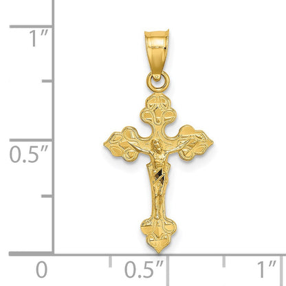 14K Gelbgold Kruzifix mit Fantasie Tips Charm